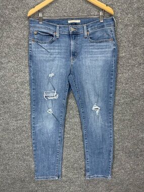 Levi’s Boyfriend Jeans Womens 30 Stone Wash Distressed Straight 30x27 FITS 32x26